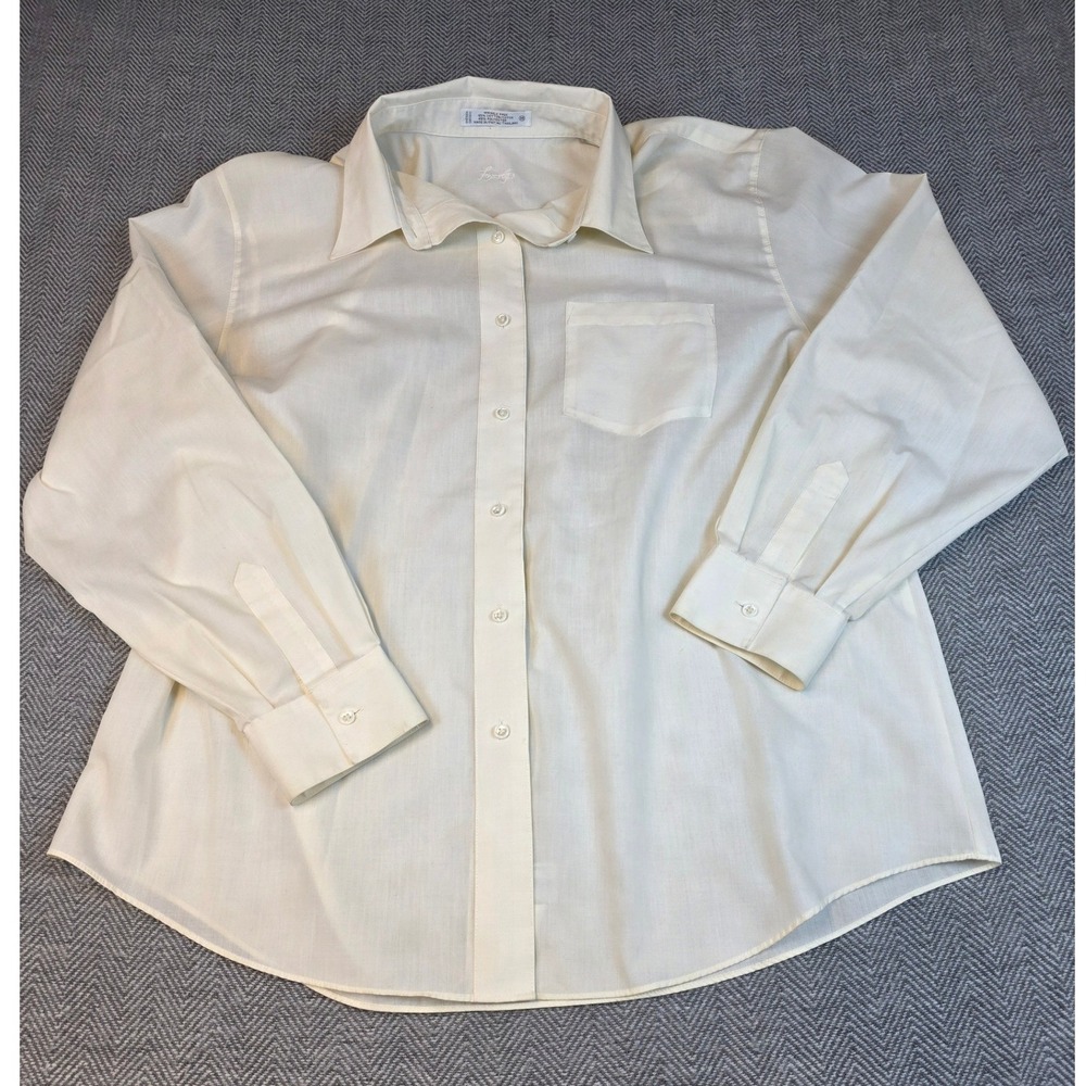 Foxcroft Womens 18 Cream Button Down Shirt Wrinkle Free Long Sleeve Cotton Blend